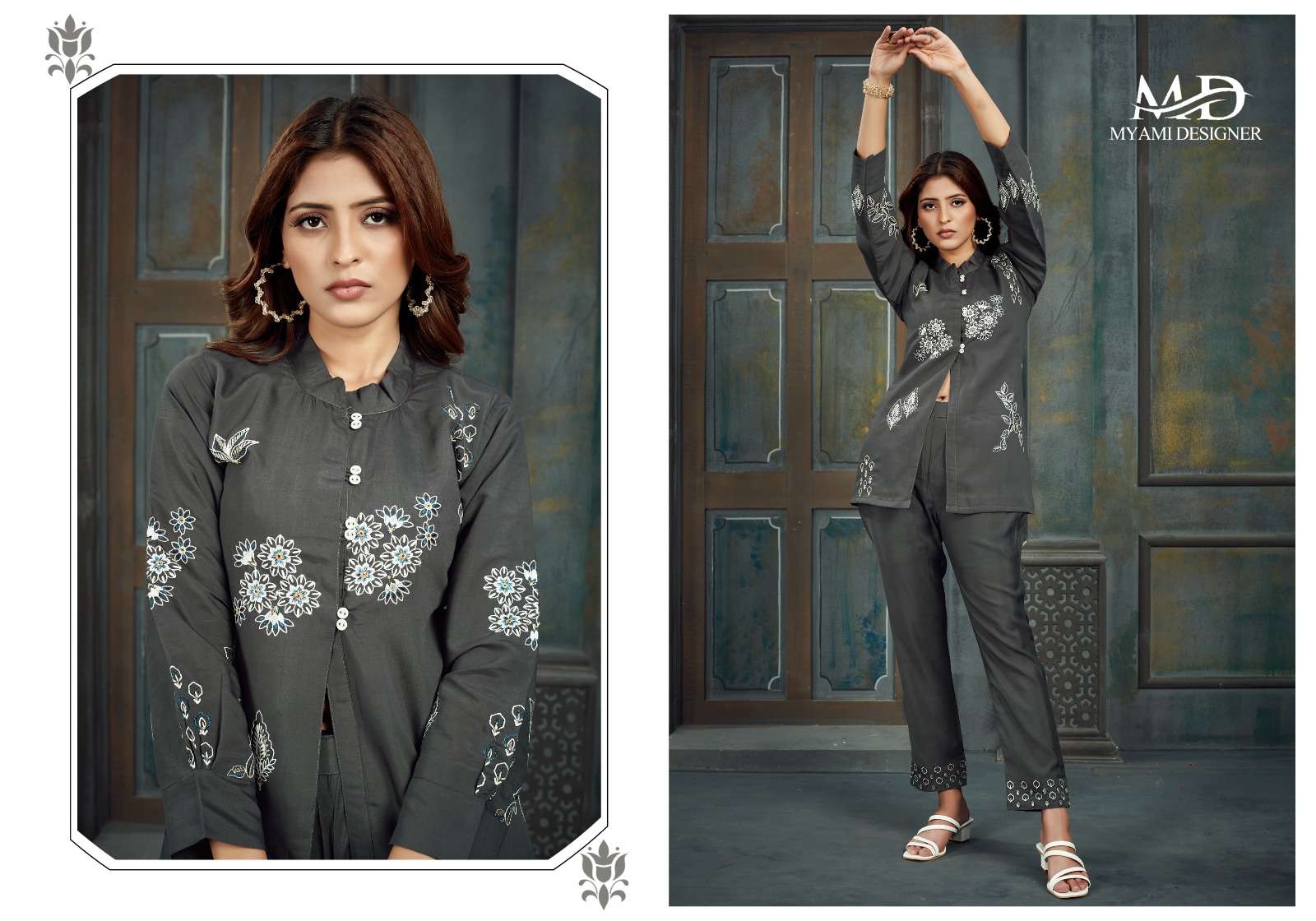 CORD SETS VOL 2 VISCOSE EMBROIDERY WORK DESIGNER TOP WITH PANT CO ORD SET BY MIAMI DESIGNER BRAND 112